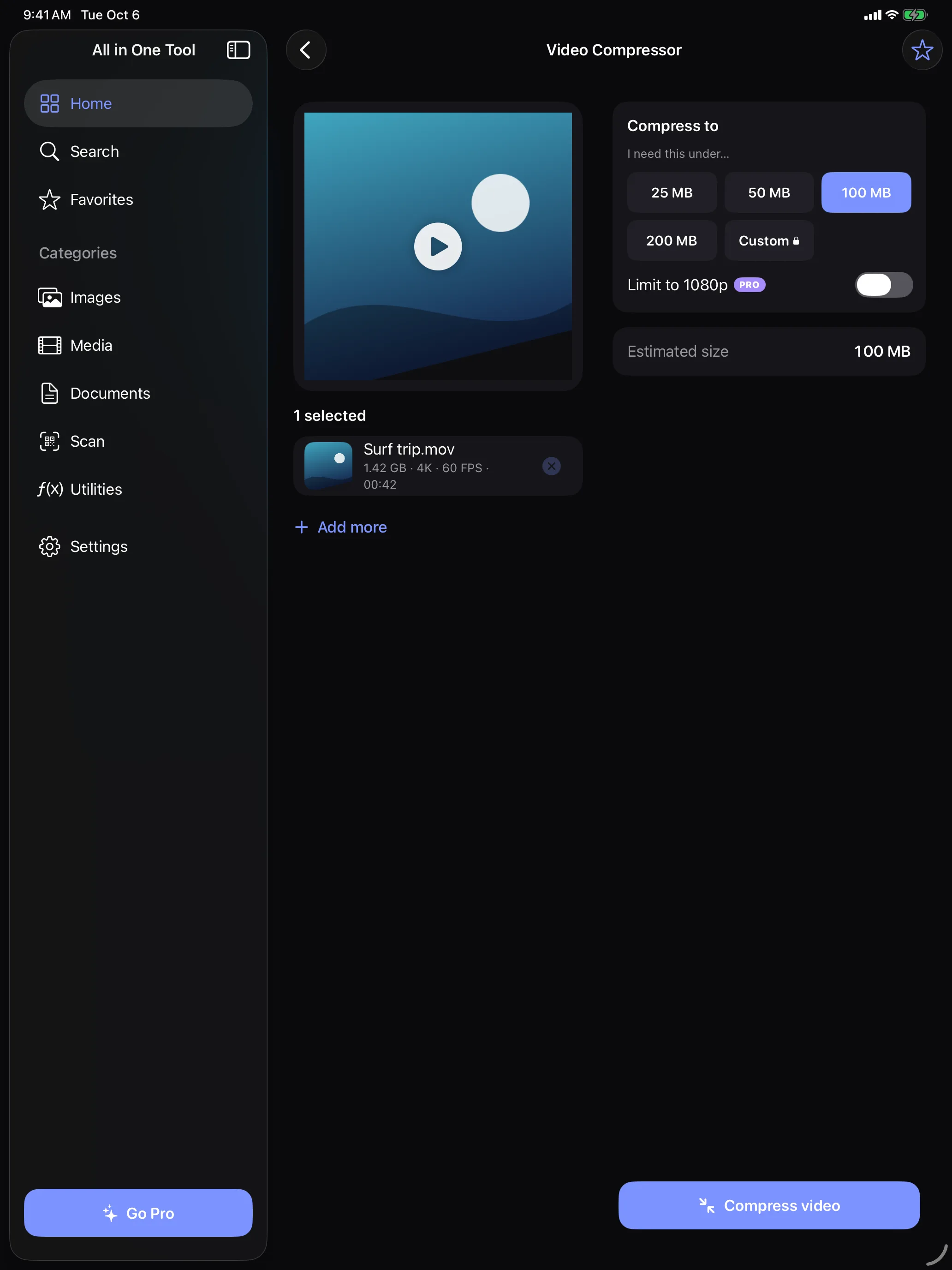 Video Compressor on iPad